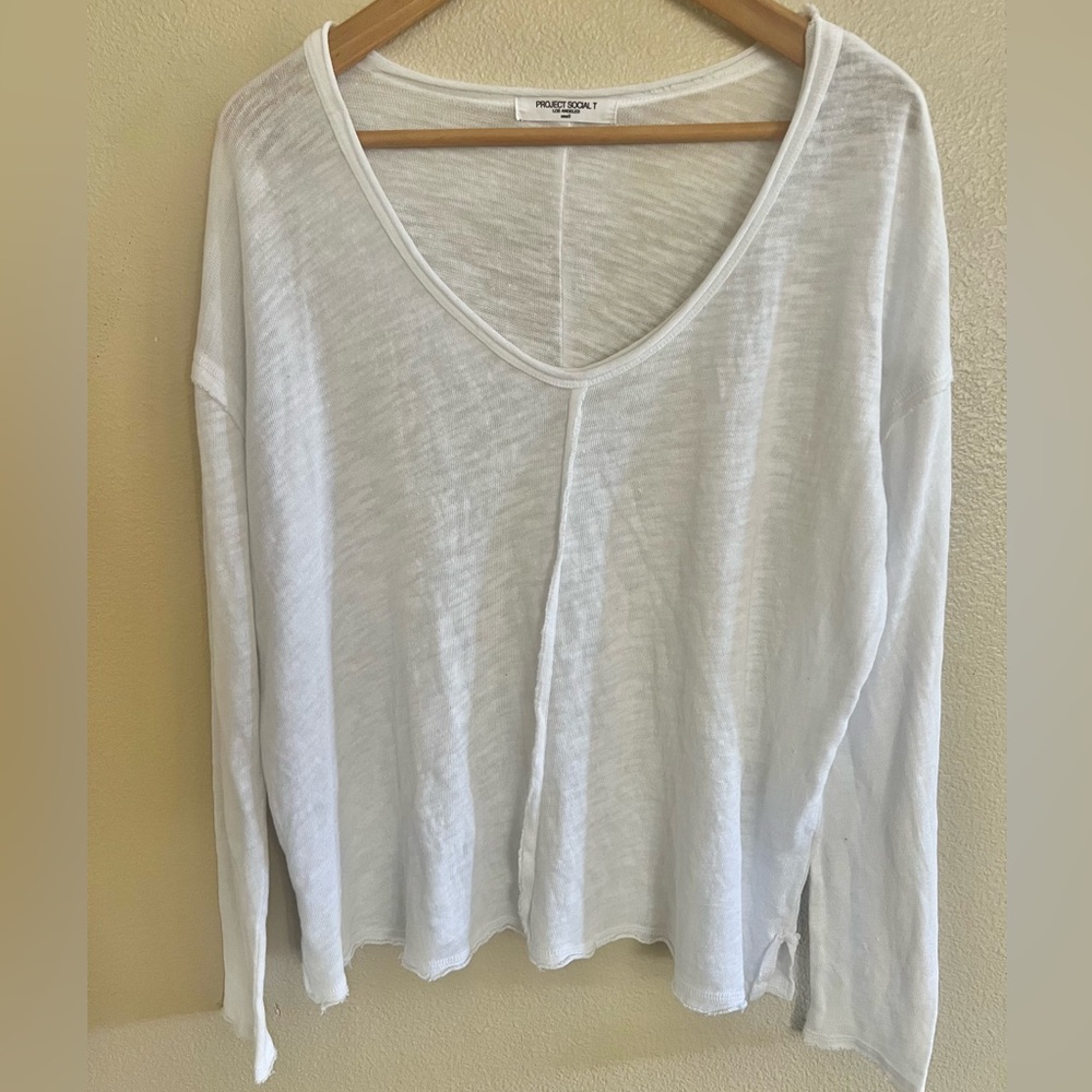 PROJECT SOCIAL T Sheer White Long Sleeve Top Size S